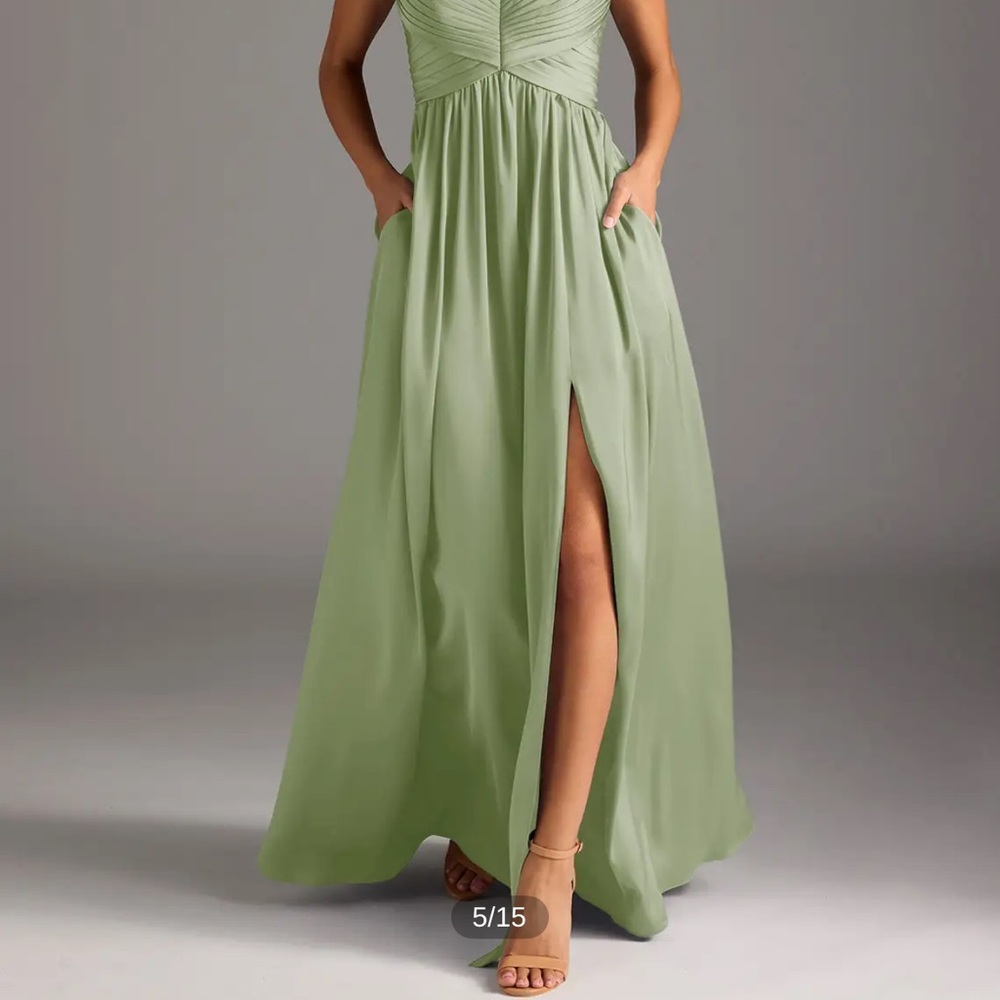 Azazie Sage Green Maxi Dress